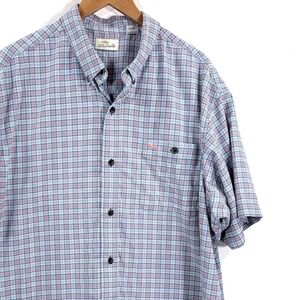 Bob Timberlake Mens 2XL Plaid Short Sleeve Button Down Shirt Blue Pink Casual